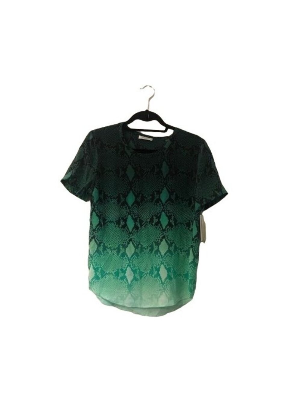 Equipment Womens Green Reptile Snakeskin Print Silk Blouse Top Size XS NEW